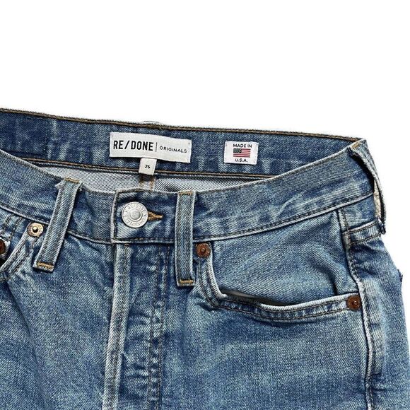 Re/Done Mid Wash Raw Hem Jeans Redone Originals High Rise Ankle Sz 25 - Picture 8 of 8